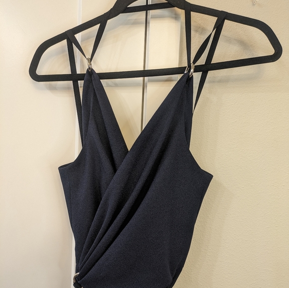 Kempner Navy Wrap Dress. Size 2 - Picture 2 of 6